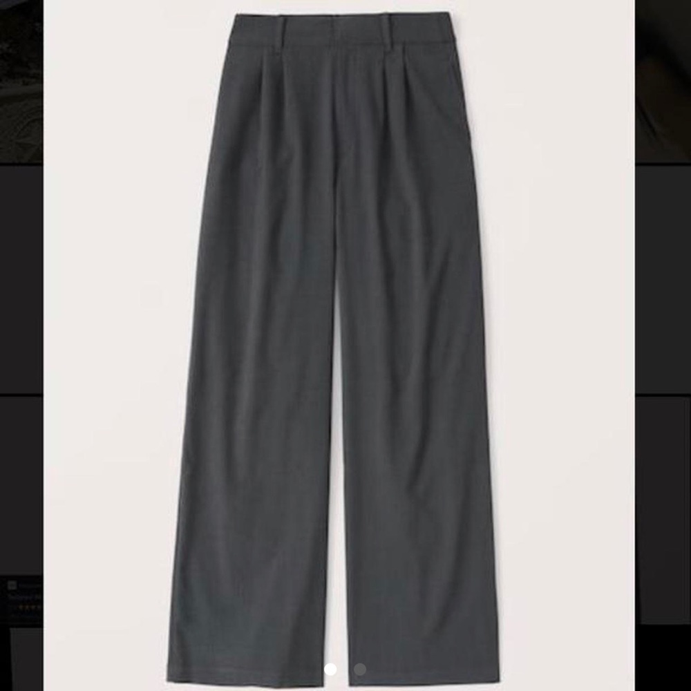 Abercrombie and Fitch Wide Leg Trousers- Grey, Large Petite